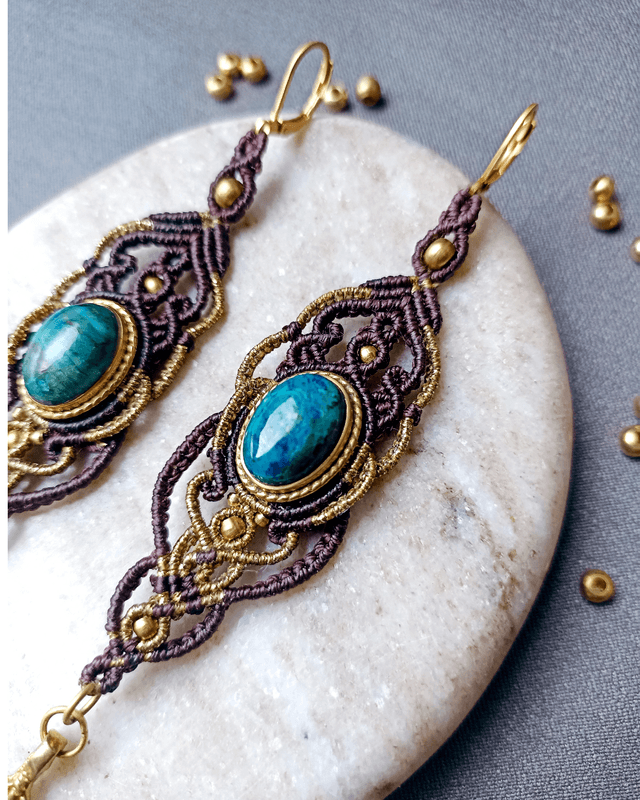 Boucles d'oreilles "Présence à soi", chrysocolle 
