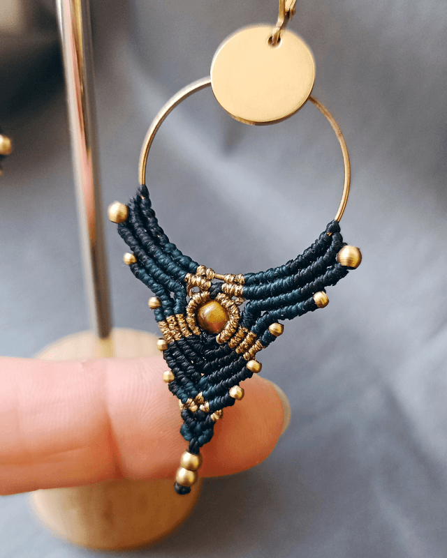 Boucles d'oreilles "Intuition pointe", bleu canard