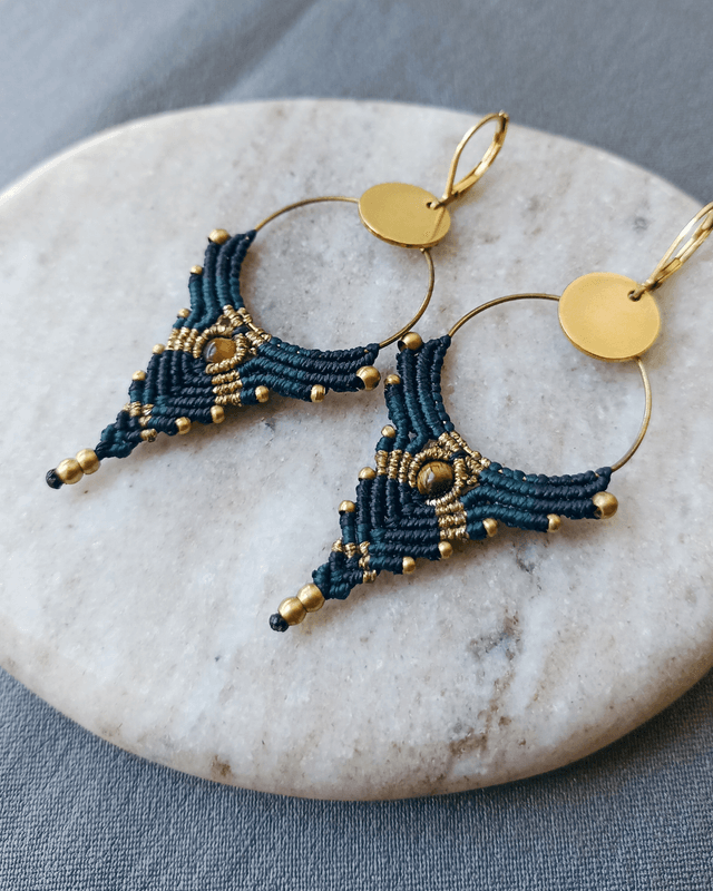 Boucles d'oreilles "Intuition pointe", bleu canard