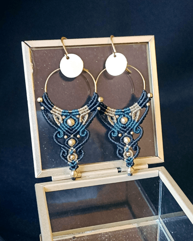 Boucles d'oreilles "Intuition bohème", bleu canard