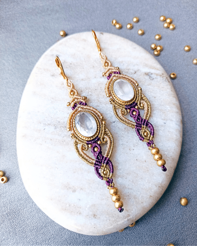 Boucles d&#039;oreilles &quot;Gratitude&quot;, sertie de quartz rose
