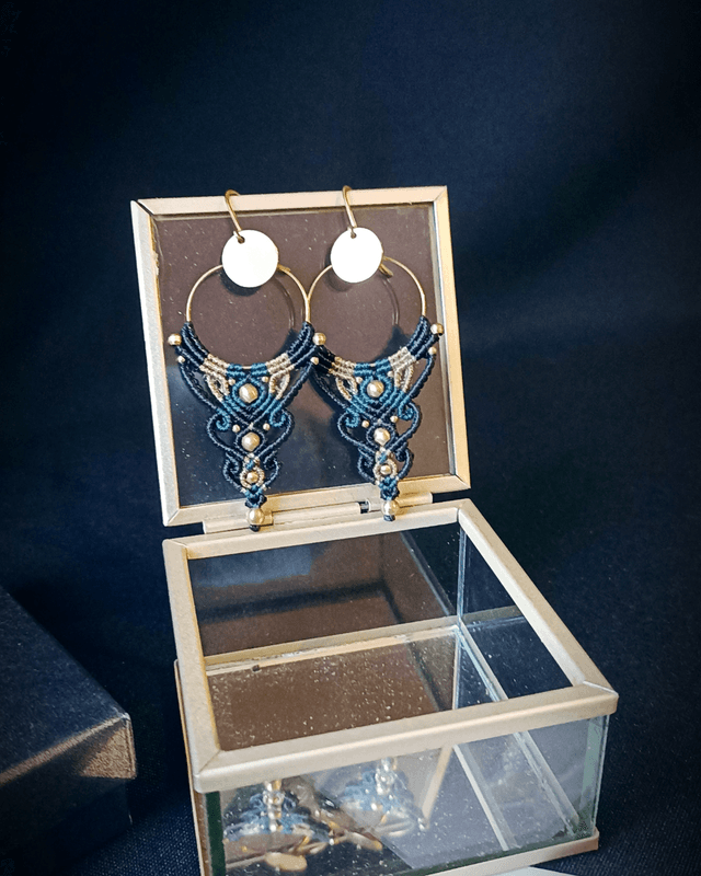 Boucles d&#039;oreilles &quot;Intuition bohème&quot;, bleu canard