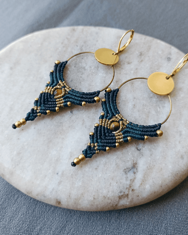 Boucles d&#039;oreilles &quot;Intuition pointe&quot;, bleu canard