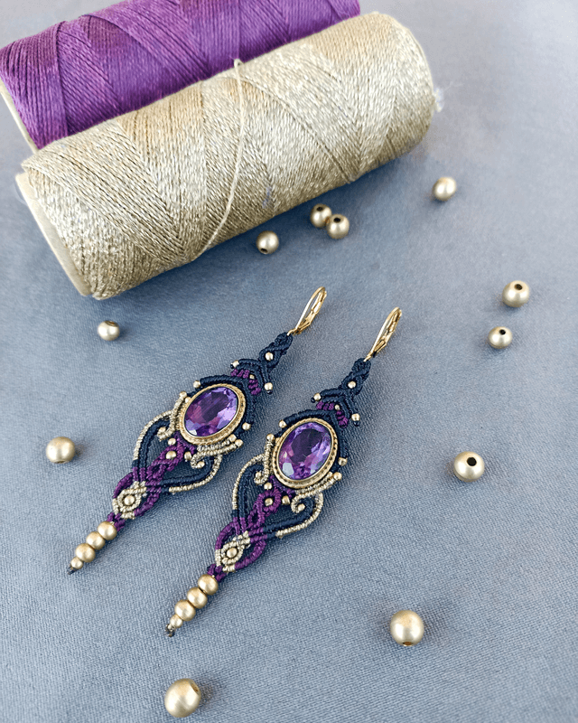 Boucles d&#039;oreilles &quot;Gratitude&quot;, sertie d&#039;amethyste